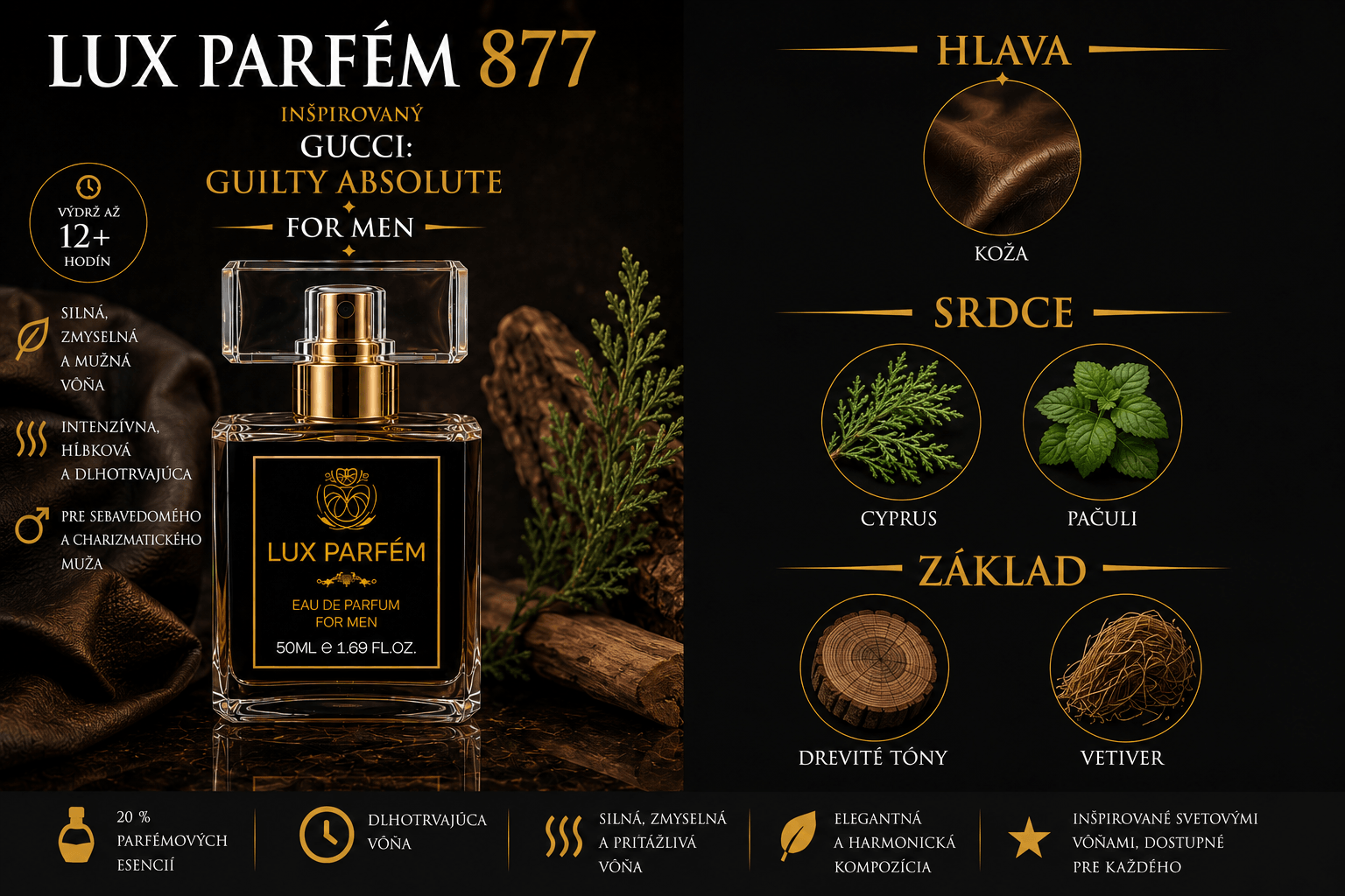 Lux Parfém 877 – Inšpirovaný Gucci: Guilty Absolute